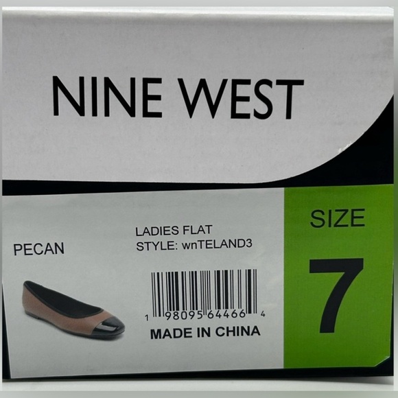Nine West Teland3 Flats Two-Tone Pecan & Black Cap Toe Ballet Flats Size 7 NIB - Picture 11 of 12
